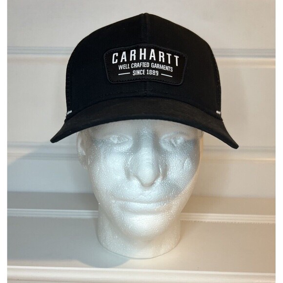 Carhartt Trucker Hat Well Crafted Garments Since 1889 Snapback OSFA Black - Picture 2 of 8